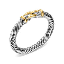 Load image into Gallery viewer, Cable Flex  Buckle Bracelet in Sterling Silver with 14K Yellow Gold, 9mm
