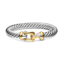 Load image into Gallery viewer, Cable Flex  Buckle Bracelet in Sterling Silver with 14K Yellow Gold, 9mm
