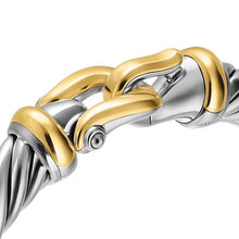 Load image into Gallery viewer, Cable Flex  Buckle Bracelet in Sterling Silver with 14K Yellow Gold, 9mm
