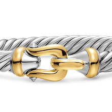 Load image into Gallery viewer, Cable Flex  Buckle Bracelet in Sterling Silver with 14K Yellow Gold, 9mm
