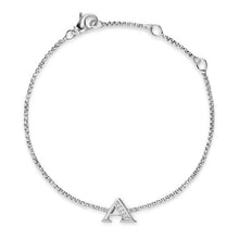 Load image into Gallery viewer, Petite Initial Chain Bracelet in Sterling Silver with Diamond A
