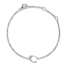 Load image into Gallery viewer, Petite Initial Chain Bracelet in Sterling Silver with Diamond C
