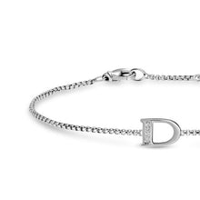 Load image into Gallery viewer, Petite Initial Chain Bracelet in Sterling Silver with Diamond D
