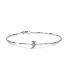 Load image into Gallery viewer, Petite Initial Chain Bracelet in Sterling Silver with Diamond J
