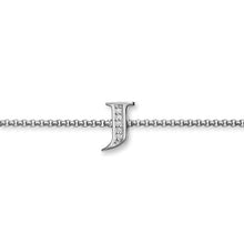 Load image into Gallery viewer, Petite Initial Chain Bracelet in Sterling Silver with Diamond J
