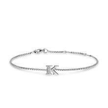 Load image into Gallery viewer, Petite Initial Chain Bracelet in Sterling Silver with Diamond K
