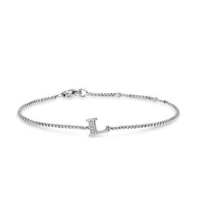 Load image into Gallery viewer, Petite Initial Chain Bracelet in Sterling Silver with Diamond L
