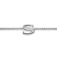 Load image into Gallery viewer, Petite Initial Chain Bracelet in Sterling Silver with Diamond S
