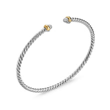 Load image into Gallery viewer, Micro Cable Flex Bracelet in Sterling Silver with 14K Yellow Gold and Diamonds, 2.6mm
