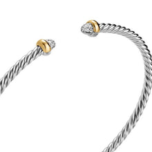 Load image into Gallery viewer, Micro Cable Flex Bracelet in Sterling Silver with 14K Yellow Gold and Diamonds, 2.6mm
