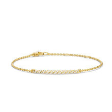 Load image into Gallery viewer, Sculpted Cable Bar Chain Bracelet in 18K Yellow Gold with Diamonds, 2mm
