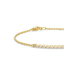 Load image into Gallery viewer, Sculpted Cable Bar Chain Bracelet in 18K Yellow Gold with Diamonds, 2mm
