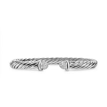 Load image into Gallery viewer, Cable Flex Bracelet in Sterling Silver with Pave Diamond Domes, 6mm
