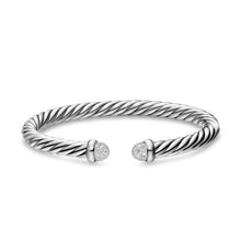 Load image into Gallery viewer, Cable Flex Bracelet in Sterling Silver with Pave Diamond Domes, 6mm
