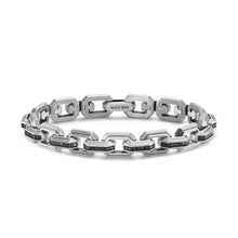 Load image into Gallery viewer, Faceted Flat Link Bracelet in Sterling Silver with Black Diamonds, 11mm
