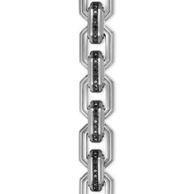 Load image into Gallery viewer, Faceted Flat Link Bracelet in Sterling Silver with Black Diamonds, 11mm
