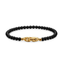 Load image into Gallery viewer, Spiritual Beads Bracelet with Black Onyx and 18K Yellow Gold, 4mm
