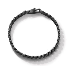 Load image into Gallery viewer, Curb Chain Bracelet in Black Titanium with Black Diamonds, 8mm
