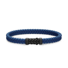 Load image into Gallery viewer, Chevron Bracelet in Blue Rubber with Black Titanium, 6mm

