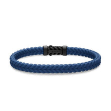Load image into Gallery viewer, Chevron Bracelet in Blue Rubber with Black Titanium, 6mm
