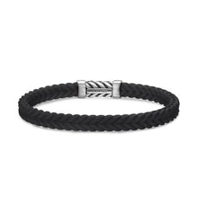 Load image into Gallery viewer, Chevron Bracelet in Black Rubber with Diamonds and Sterling Silver, 6mm
