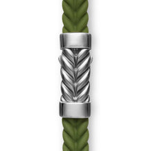 Load image into Gallery viewer, Chevron Bracelet in Green Rubber with Sterling Silver, 6mm
