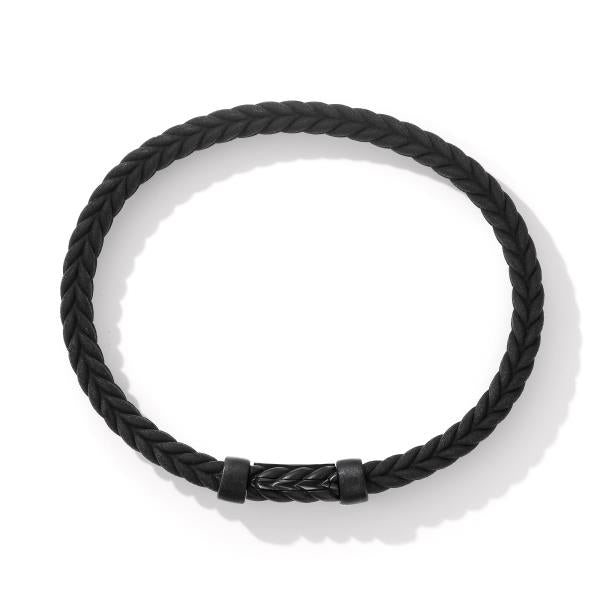 Chevron Bracelet in Black Rubber with Black Titanium, 6mm