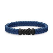 Load image into Gallery viewer, Chevron Bracelet in Blue Rubber with Black Titanium, 9mm
