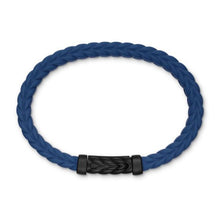Load image into Gallery viewer, Chevron Bracelet in Blue Rubber with Black Titanium, 9mm
