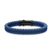 Load image into Gallery viewer, Chevron Bracelet in Blue Rubber with Black Titanium, 9mm
