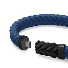 Load image into Gallery viewer, Chevron Bracelet in Blue Rubber with Black Titanium, 9mm
