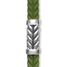 Load image into Gallery viewer, Chevron Bracelet in Green Rubber with Sterling Silver, 9mm
