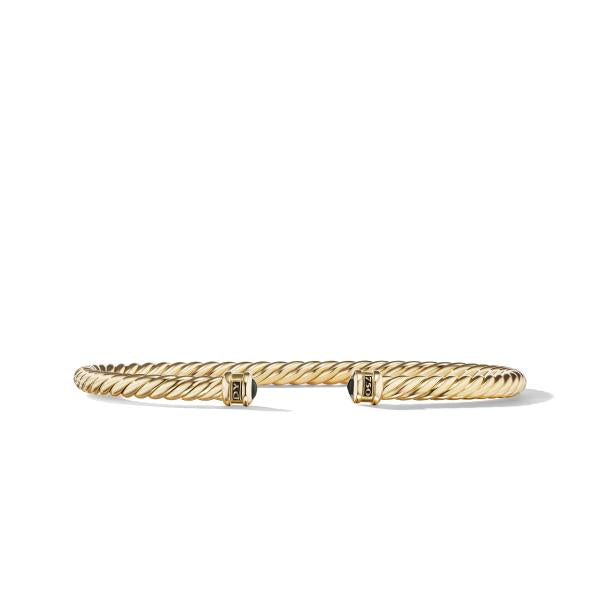 Cablespira Cuff Bracelet in 18K Yellow Gold with Black Onyx