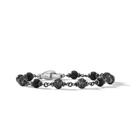 Spiritual Beads Rosary Bracelet in Sterling Silver with Black Onyx and Pave Black Diamonds
