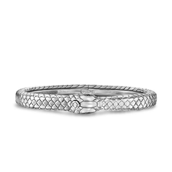 Ouroboros Bracelet in Sterling Silver with Black Diamonds, 8mm