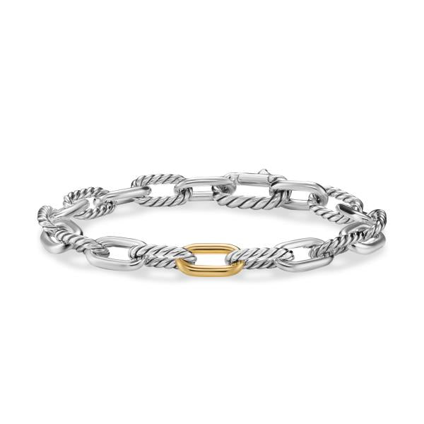 DY Madison Chain Bracelet in Sterling Silver with 18K Yellow Gold, 8.5mm