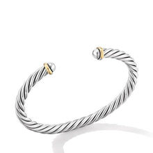Load image into Gallery viewer, Cable Cuff Bracelet in Sterling Silver with 14K Yellow Gold, 6mm
