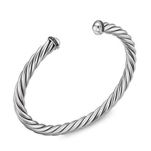 Load image into Gallery viewer, Cable Cuff Bracelet in Sterling Silver with Pave Black Diamonds, 6mm
