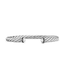 Load image into Gallery viewer, Cable Cuff Bracelet in Sterling Silver with Pave Black Diamonds, 6mm
