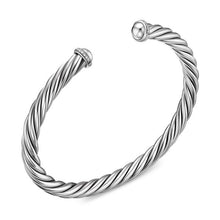 Load image into Gallery viewer, Cable Cuff Bracelet in Sterling Silver with Pave Diamonds, 6mm

