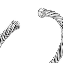 Load image into Gallery viewer, Cable Cuff Bracelet in Sterling Silver with Pave Diamonds, 6mm
