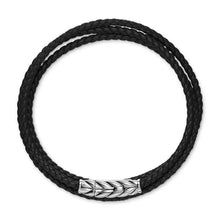Load image into Gallery viewer, Chevron Triple Wrap Bracelet in Black Leather with Sterling Silver, 3mm
