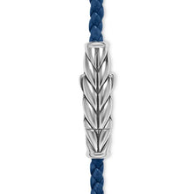 Load image into Gallery viewer, Chevron Triple Wrap Bracelet in Blue Leather with Sterling Silver, 3mm
