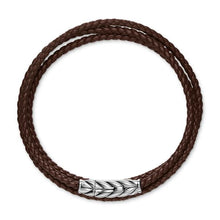 Load image into Gallery viewer, Chevron Triple Wrap Bracelet in Brown Leather with Sterling Silver, 3mm
