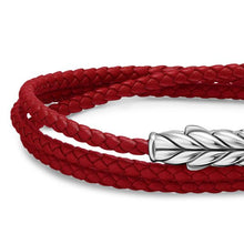 Load image into Gallery viewer, Chevron Triple Wrap Bracelet in Red Leather with Sterling Silver, 3mm
