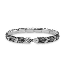 Load image into Gallery viewer, Chevron Link Bracelet in Sterling Silver with Black Diamonds, 7.6mm
