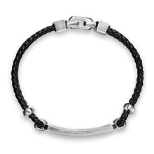 Load image into Gallery viewer, Streamline ID Bar Bracelet in Black Leather with Sterling Silver, 10mm
