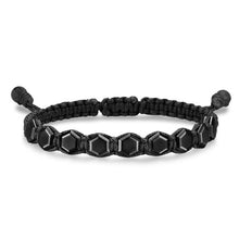 Load image into Gallery viewer, Faceted Woven Bracelet in Black Titanium with Black Nylon and Black Onyx, 8mm
