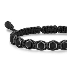 Load image into Gallery viewer, Faceted Woven Bracelet in Black Titanium with Black Nylon and Black Onyx, 8mm

