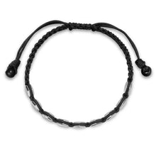 Load image into Gallery viewer, Faceted Woven Bracelet in Sterling Silver with Black Nylon and Black Onyx, 8mm
